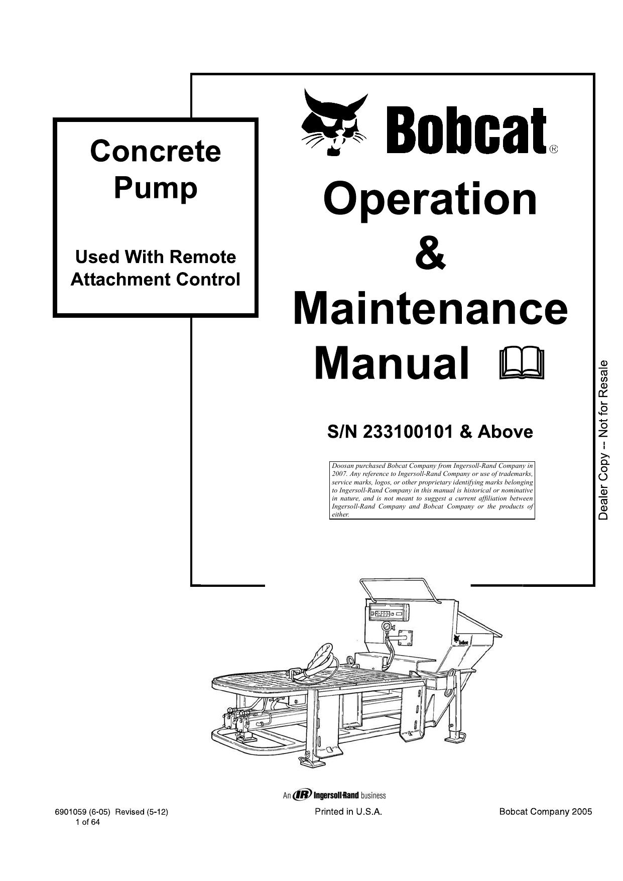 Concrete Pump Operation & Maintenance Manual Bobcat